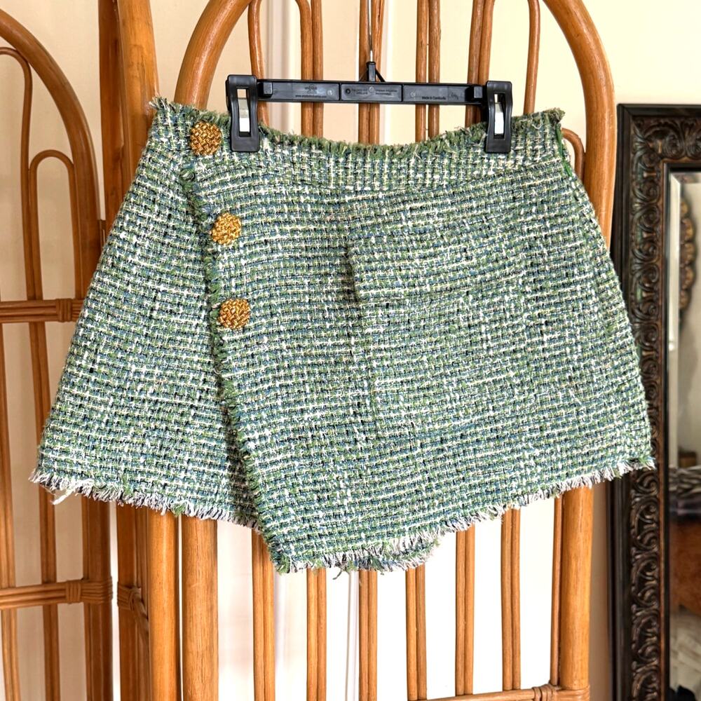 Self Portrait Green Tweed Skort